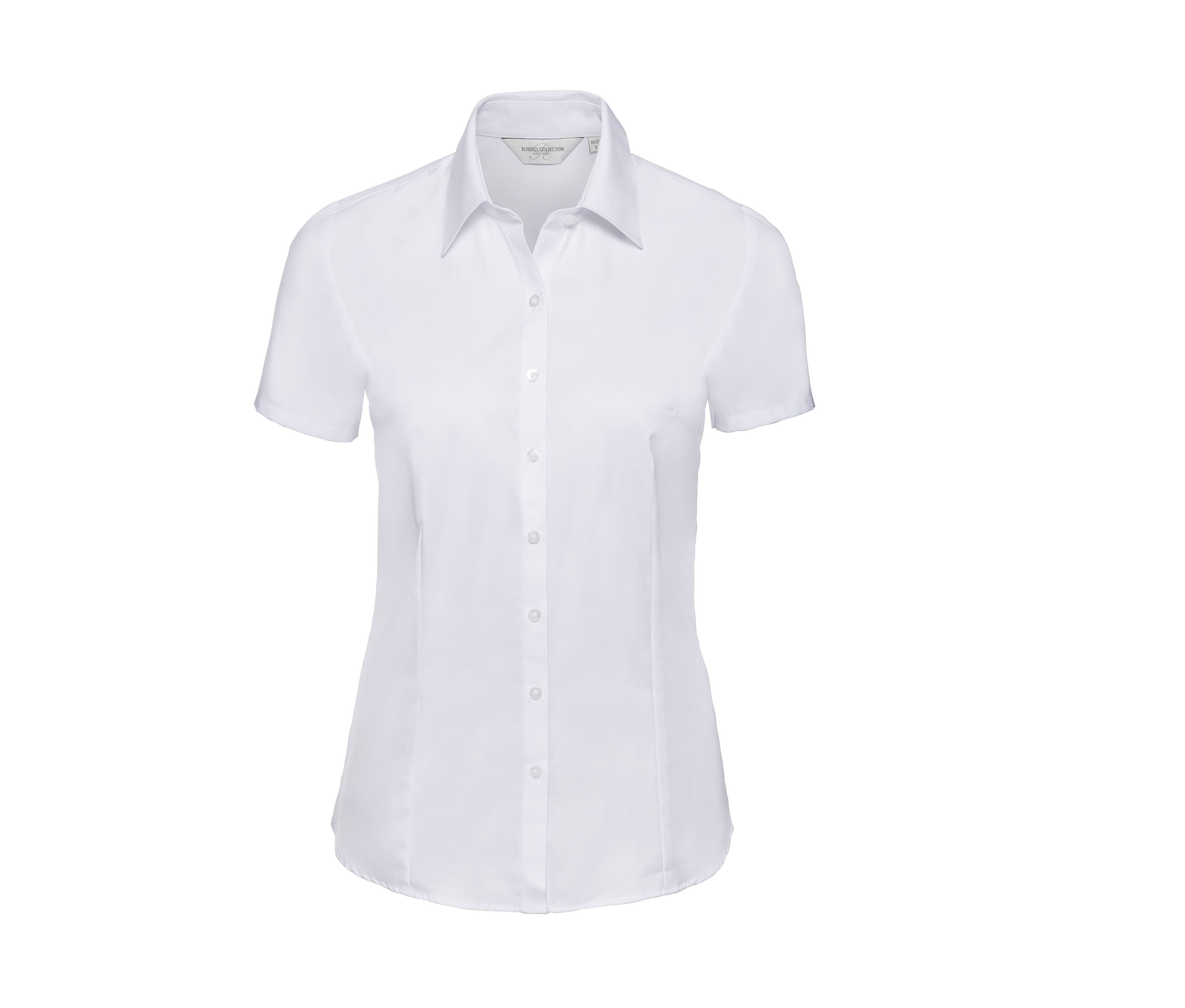 LADIES' SHORT SLEEVE TAILORED HERRINGBONE SHIRT