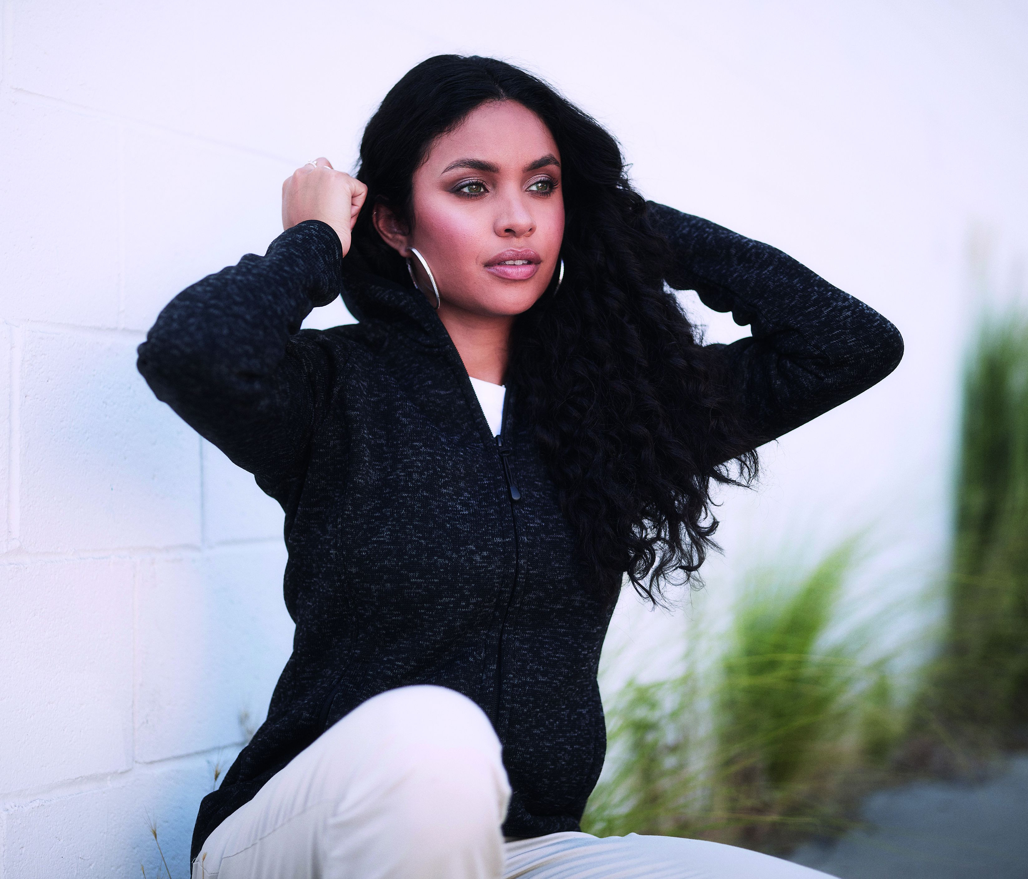 LUX HOODED KNIT FLEECE JACKET FOR WOMEN