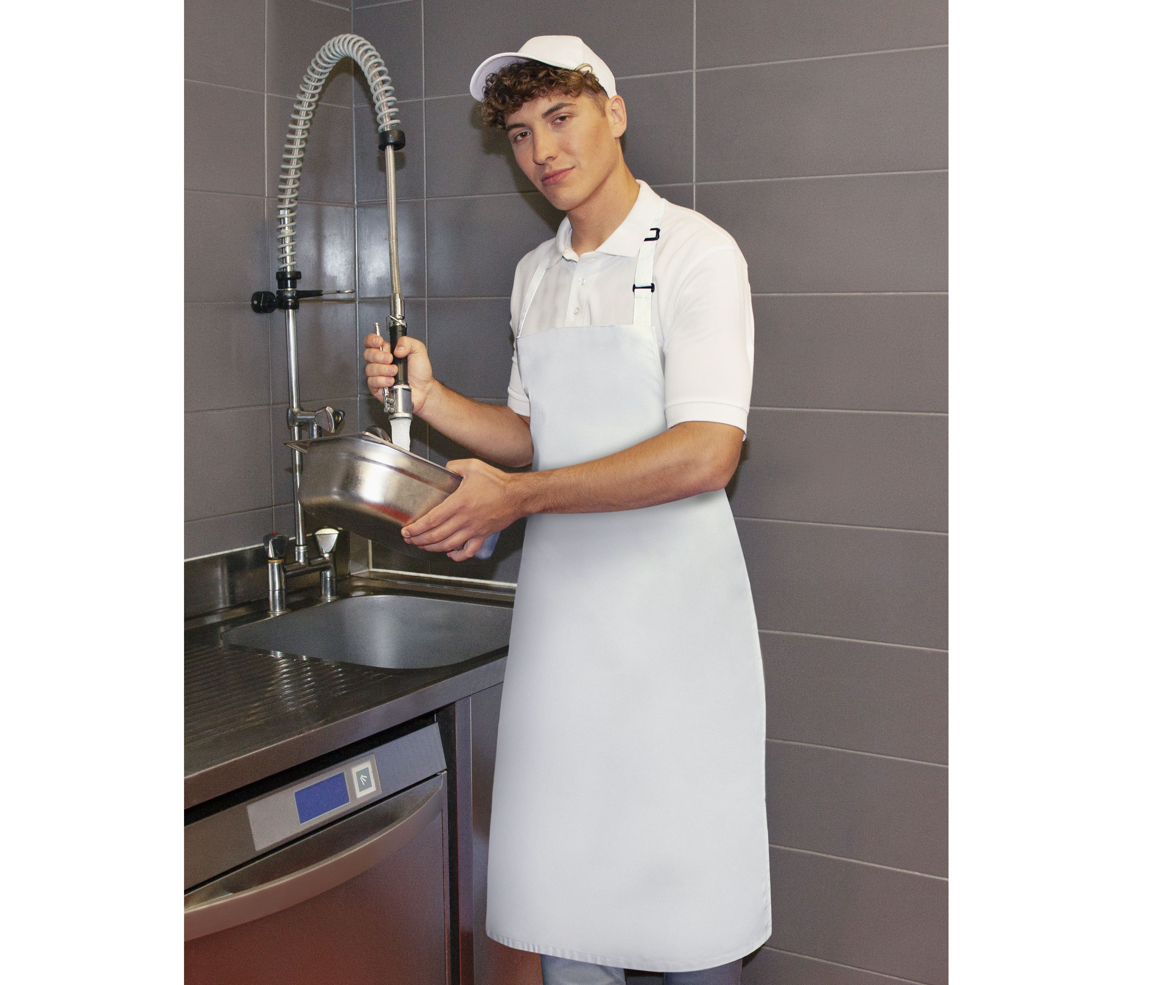 WATER-REPELLENT BIB APRON BASIC WITH BUCKLE