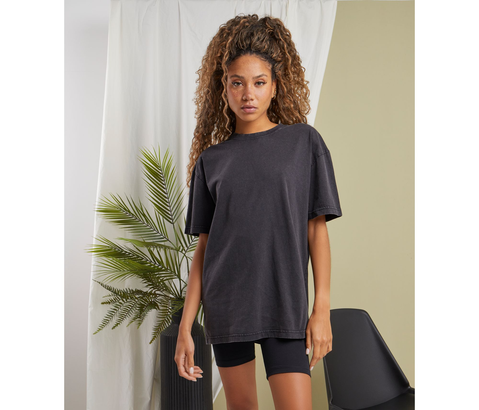 LADIES OVERSIZED ACID WASH TEE