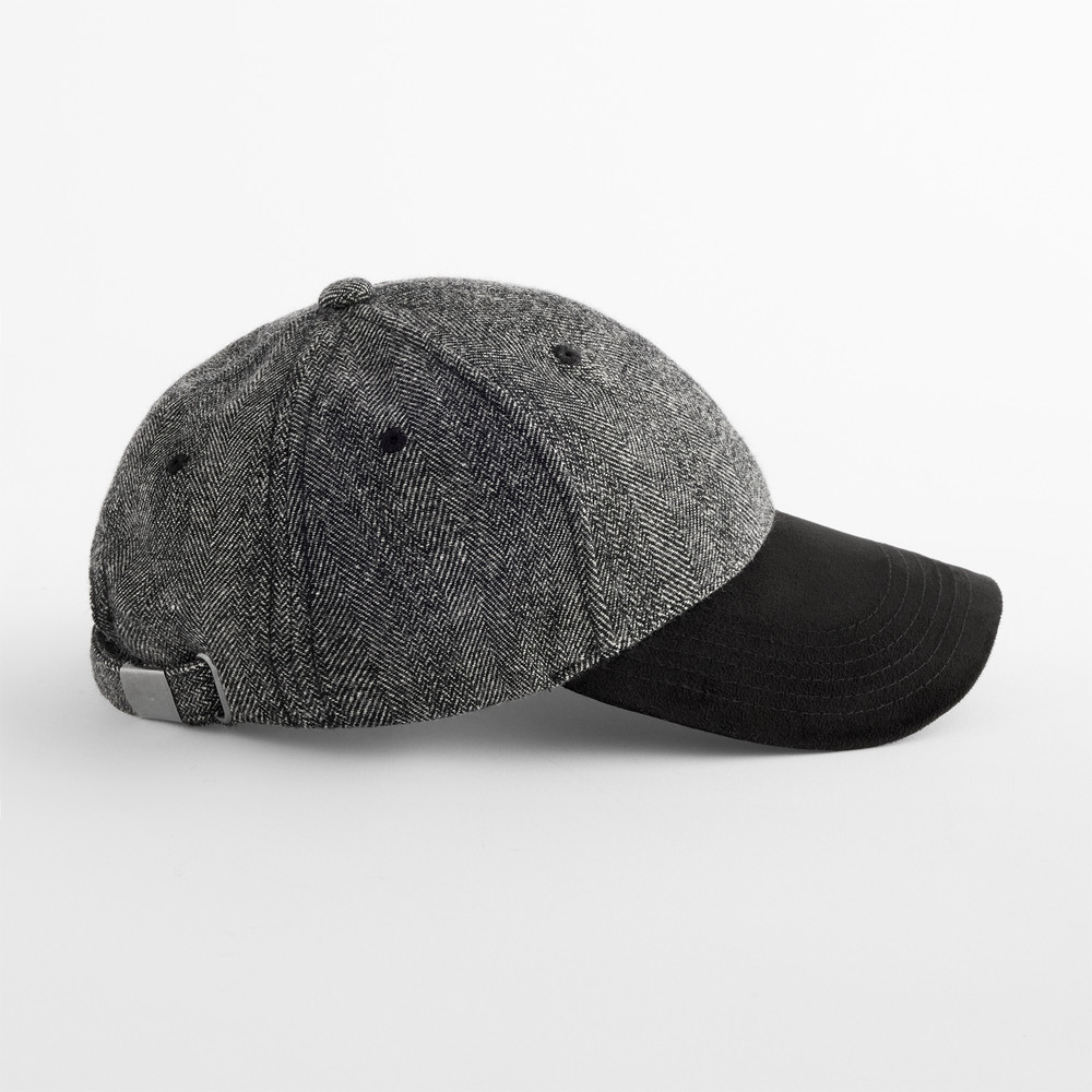 SUEDE PEAK HERRINGBONE CAP