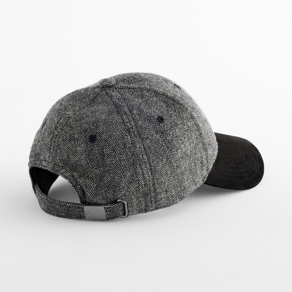SUEDE PEAK HERRINGBONE CAP