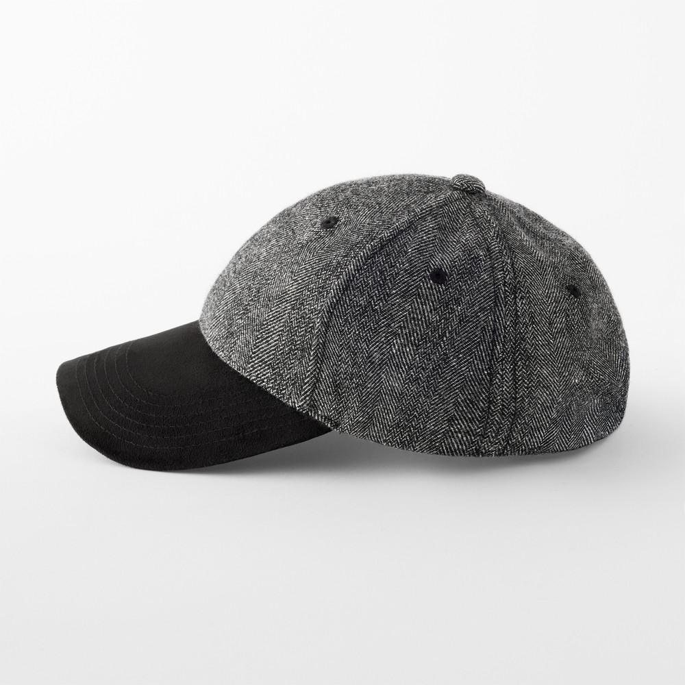 SUEDE PEAK HERRINGBONE CAP