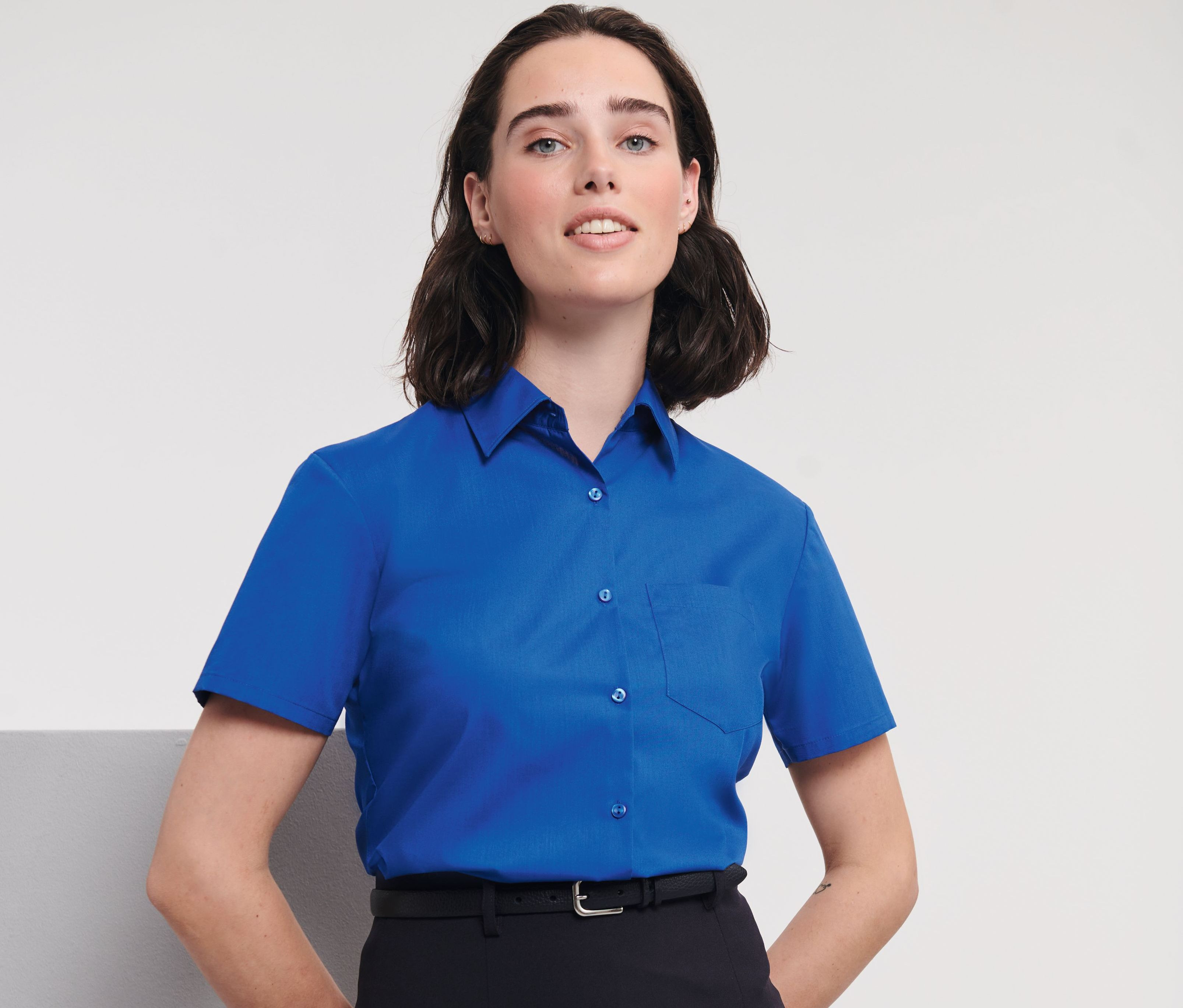 LADIES' SHORT SLEEVE CLASSIC POLYCOTTON POPLIN SHIRT