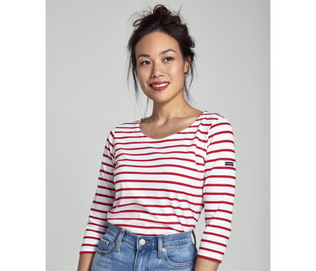 SHIRT IM MARINE-STIL 3/4 ARMELN "CAP COZ"