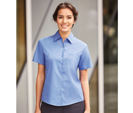 LADIES' SHORT SLEEVE CLASSIC PURE COTTON POPLIN SHIRT