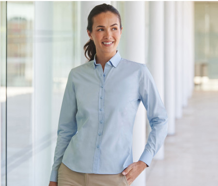 LADIES' LONG SLEEVED 'COTTON FEEL' COOLPLUS® SHIRT