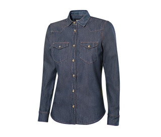 WOMEN'S LONG-SLEEVE STRETCH DENIM SHIRT