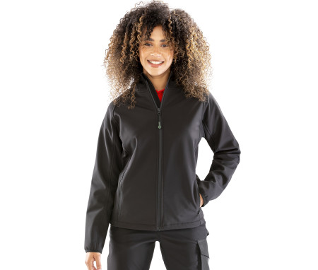 RECYCLED 3-LAYER PRINTABLE WOMENS HOODED SOFTSHELL