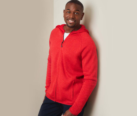LUX HOODED KNIT FLEECE JACKET FOR MEN