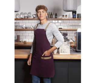 Bib Apron Urban-Look with Cross Straps and Pocket